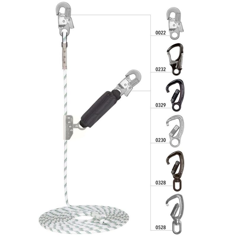 Opritor de cadere Vertiqual VERTILINE CLASSIC din otel, cu fringhie tip Kernmantel d=12mm