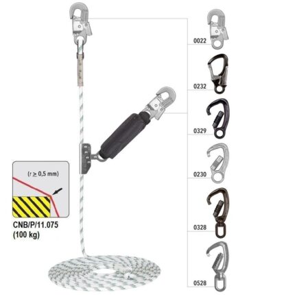 Opritor de cadere Vertiqual VERTILINE EDGE din otel, cu franghie tip Kernmantel, d=12 mm