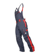Pantaloni de lucru cu pieptar reflectorizanți, gri-roșu, Ardon NEON