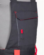 Pantaloni de lucru cu pieptar reflectorizanți, gri-roșu, Ardon NEON