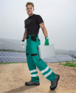 Pantaloni de lucru reflectorizanti in talie, verde, COOL TREND