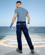 Set costum bleumarin-albastru cu pantaloni de lucru in talie, COOL TREND
