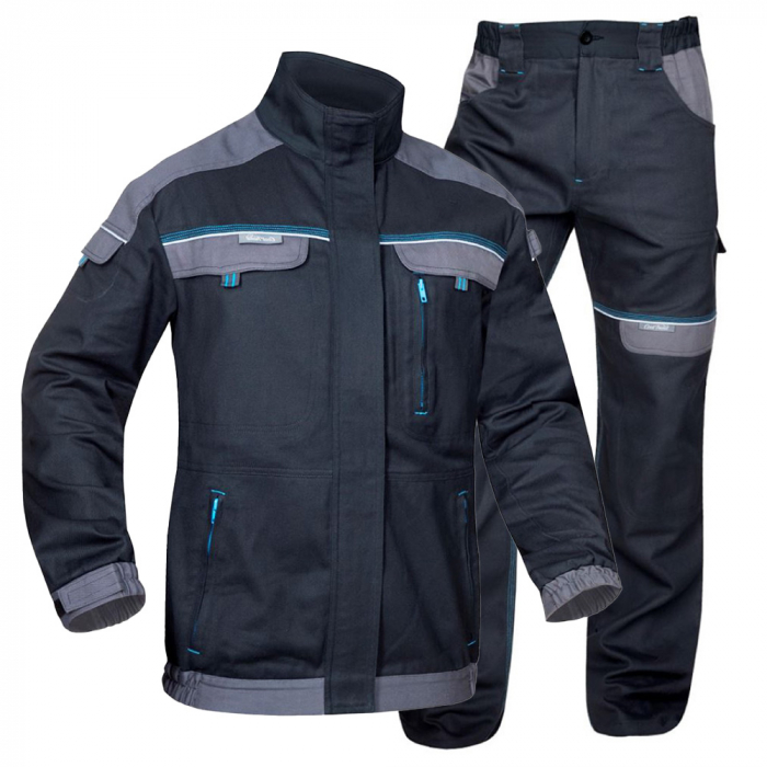 Set costum negru cu pantaloni de lucru in talie, COOL TREND Set costum negru cu pantaloni de lucru in talie, COOL TREND