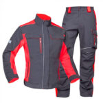 Set costum gri-rosu cu pantaloni de lucru in talie, Ardon NEON