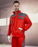 Costum de lucru roșu cu pantaloni cu pieptar, Ardon 2STRONG