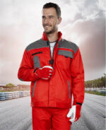 Costum de lucru roșu cu pantaloni cu pieptar, Ardon 2STRONG