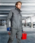 Set costum de lucru gri hidrofobizat cu pantaloni cu pieptar, Ardon URBAN+