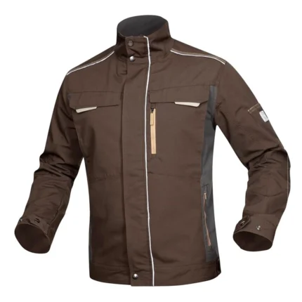 Set costum de lucru maro hidrofobizat cu pantaloni cu pieptar, Ardon URBAN+