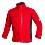 Set costum de lucru roșu hidrofobizat cu pantaloni cu pieptar, Ardon URBAN+