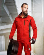 Set costum de lucru roșu hidrofobizat cu pantaloni cu pieptar, Ardon URBAN+