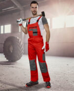 Costum de lucru roșu cu pantaloni cu pieptar, Ardon 2STRONG