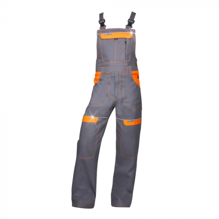 Pantaloni de lucru gri-portocaliu 100% bumbac cu pieptar, Ardon COOL TREND