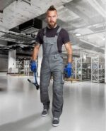 Set costum de lucru gri hidrofobizat cu pantaloni cu pieptar, Ardon URBAN+