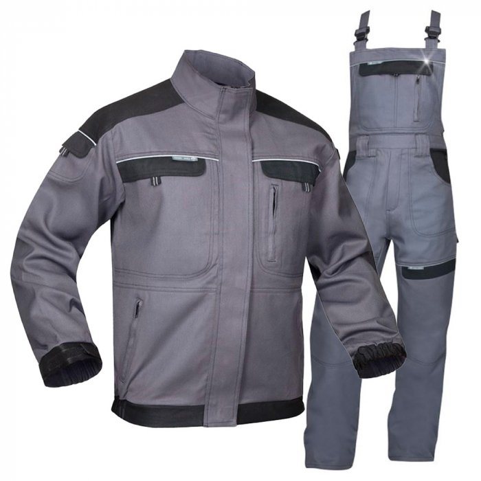 Costum gri cu pantaloni cu pieptar de lucru, Ardon COOL TREND Costum gri cu pantaloni cu pieptar de lucru, Ardon COOL TREND