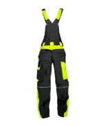 Set costum de lucru negru-galben cu pantaloni cu pieptar, Ardon NEON