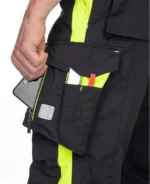 Set costum de lucru negru-galben cu pantaloni cu pieptar, Ardon NEON
