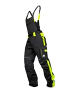 Set costum de lucru negru-galben cu pantaloni cu pieptar, Ardon NEON