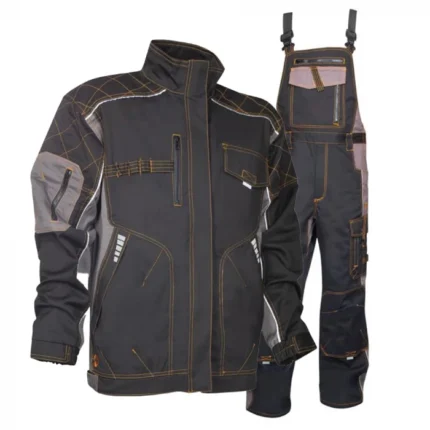 Set costum negru/gri cu pantaloni de lucru cu pieptar, Ardon VISION