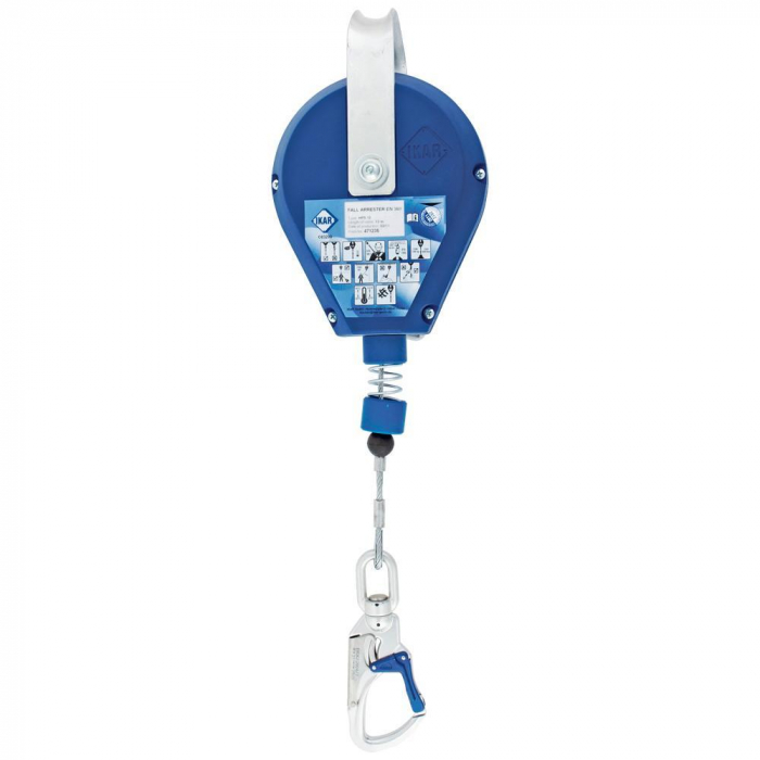 Opritor de cădere cu cablu din oțel zincat, d= 14mm, retractabil, Vertiqual ROBUSTO Opritor de cădere cu cablu din oțel zincat, d= 14mm, retractabil, Vertiqual ROBUSTO